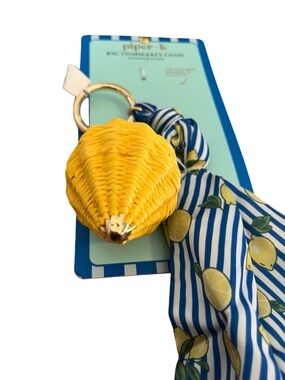 NEW 🍋🍋Piper K Bag Charm with scarf . Wicker lemon charm with lemon stripe scarf